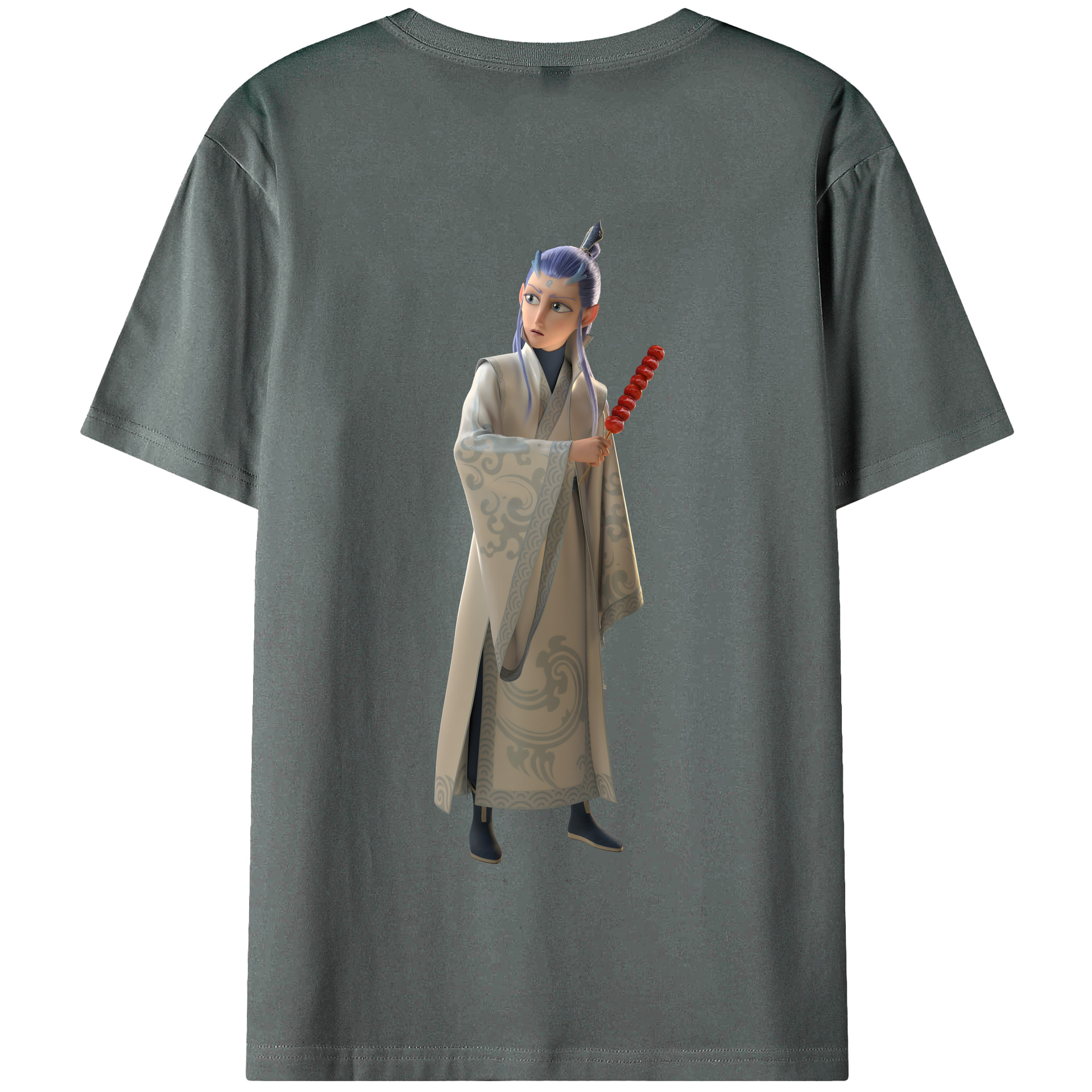 （画像用） Ne Zha 2 ナタ 魔童の大暴れ 綿100％半袖Tシャツ（背面プリント）